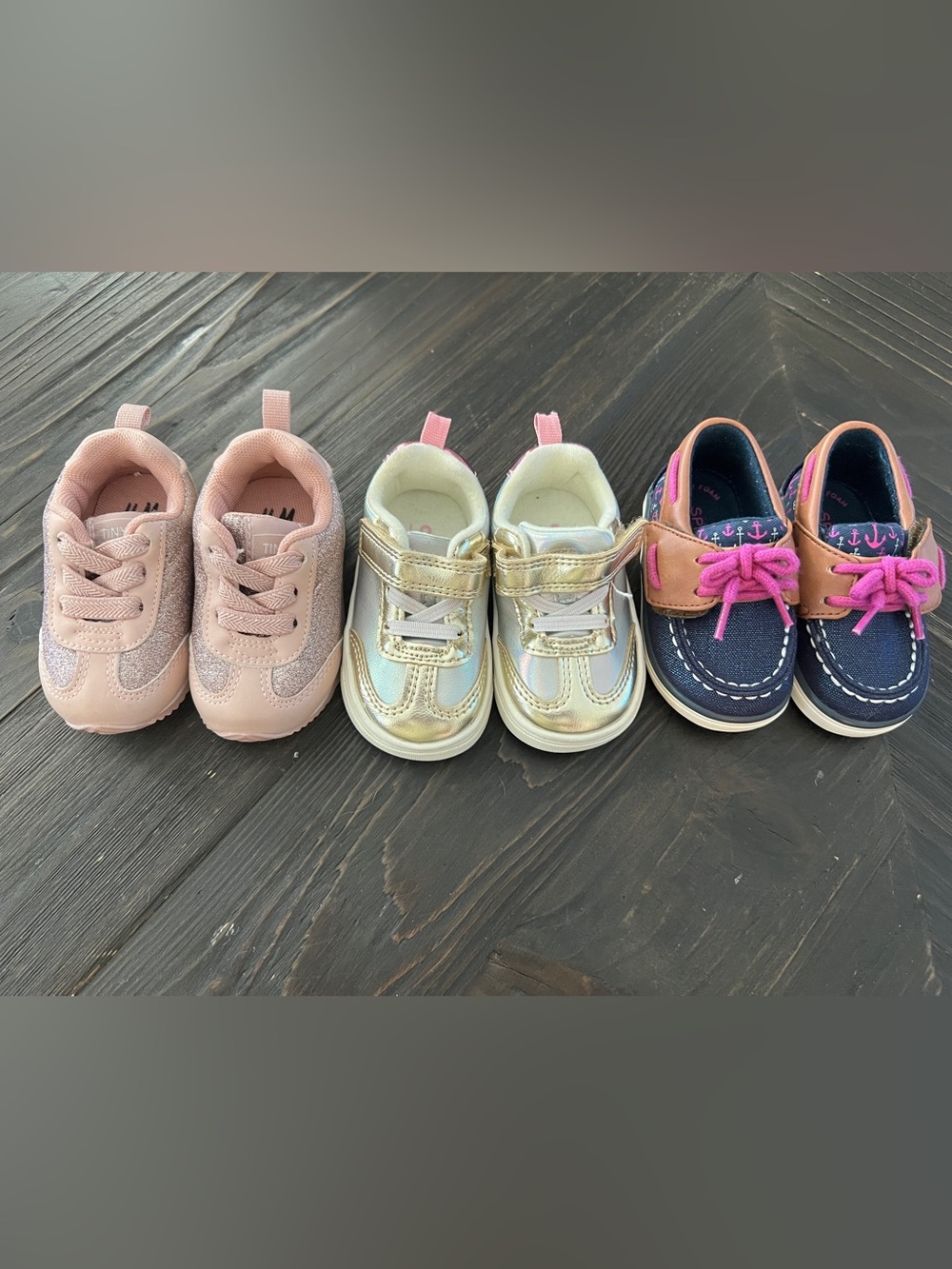 Lot of 3 Baby Girl Boat shoes and sneakers size 1-3